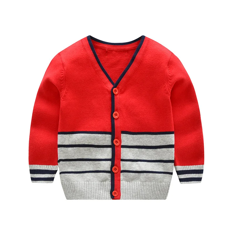 Свитер для мальчиков, Детский кардиган в полоску с длинными рукавами для мальчиков, вязаный свитер с v-образным вырезом, весенне-осенняя одежда для мальчиков, BC195 - Цвет: as picture