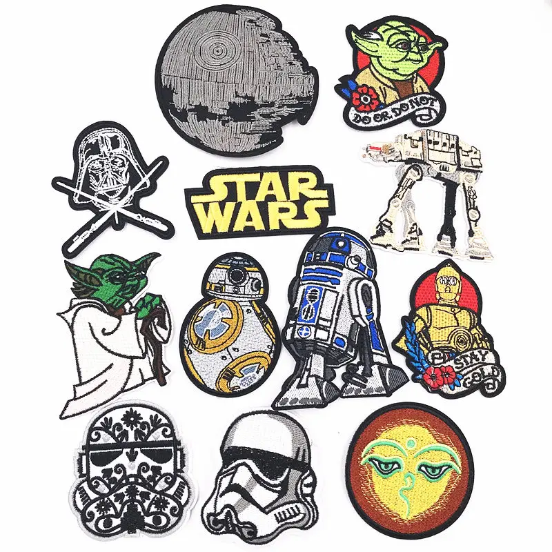 

Star Wars Stay Gold Yoda Robot Hulk Wonder woman logo Iron On Patch Clothes For Clothing Boys Embroidered diy repair badge