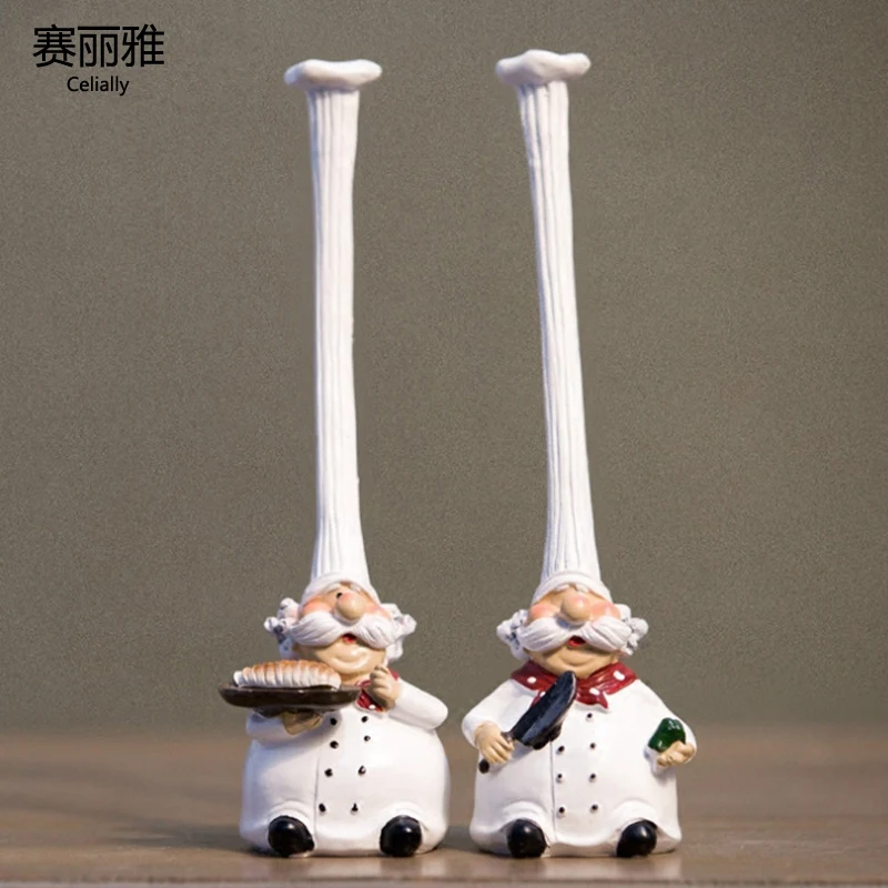 Buy 2 Pcs/Set Resin Kitchen Chef Figurine Cake Bakery