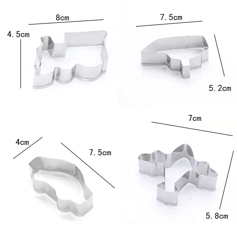 4 шт./компл. из нержавеющей стали Поезд Самолет Пароварка форма автомобиля печенье "сделай сам" форма для бисквитов резак формы выпечки украшения инструменты