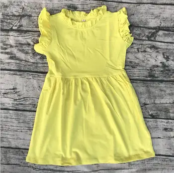 

New Model Girl cotton Dress baby clothes flutter ruffle Sleeves multi color ruffle Neckline cute Party Wear