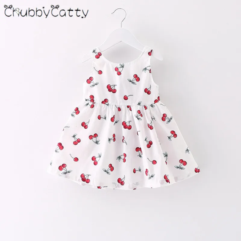 CHUBBYCATTY распродажа платье для девочек летние Cherry печати на бретелях простая