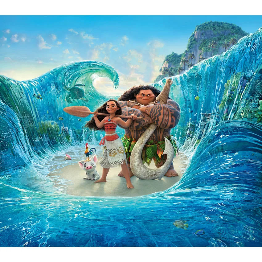 7x5ft الفينيل الكرتون Moana ماوي تصفح المحيط الهادئ البحر موجة مخصص استوديو الصور خلفية الأطفال خلفية S-2748