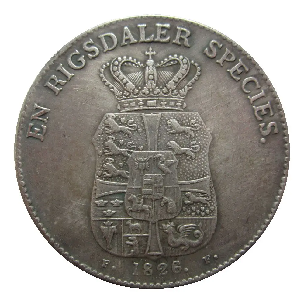 Дата 1820 1822 1824 1825 1826 1827 1828 1829 Дания металлическая монета КОПИЯ - Цвет: 1826