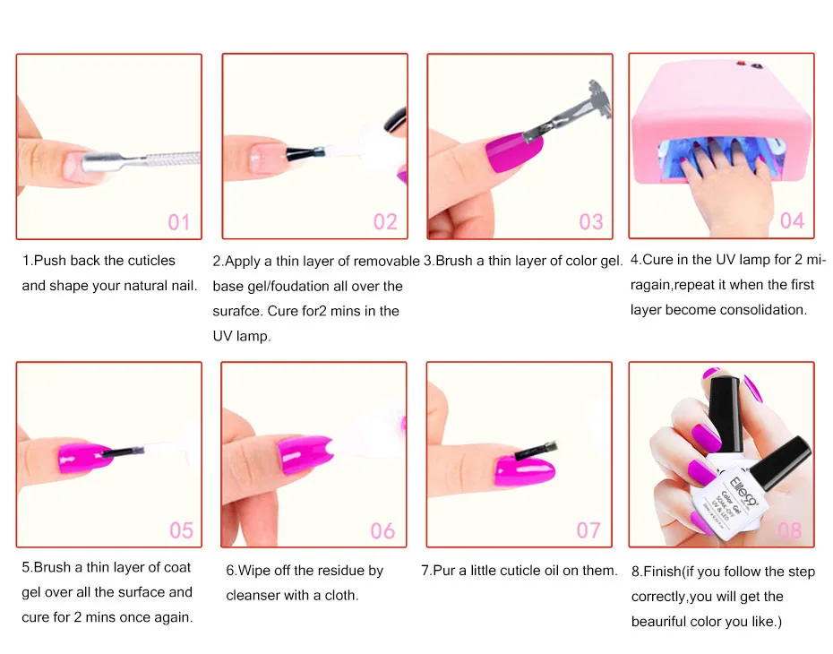 Elite99 36 шт. пурпурный Цвет ногтей Гель-лак Soak Off светодио дный УФ гель лак для ногтей Применение с базовыми Топ Гель-лак нужно УФ-лампы ногтей