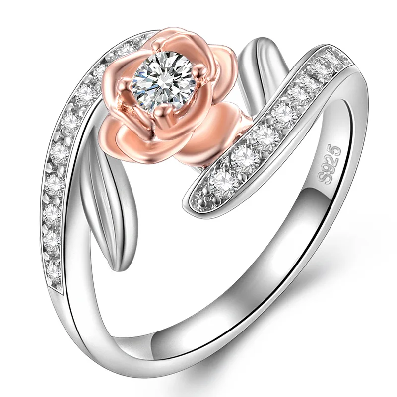 

Rose Shape Ring Micro-inlaid AAA Zircon 925 Silver Ring Wedding Rings for Women Fashion Gift Jewelry Trend Full Drill Rings