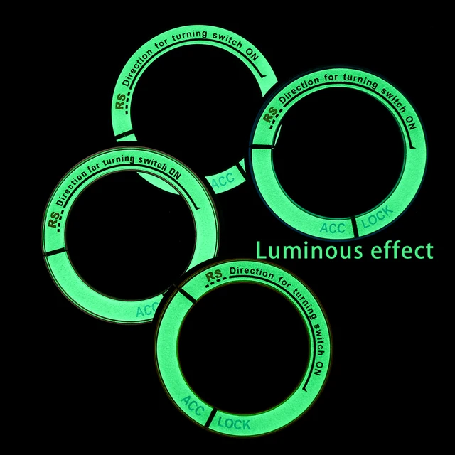 Car Stickers Luminous Alloy Car Ignition Switch Cover Auto Accessories Circle Light Decoration 2