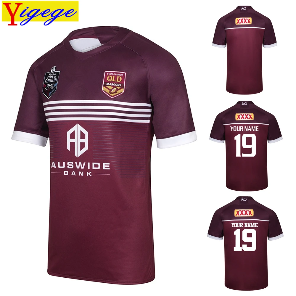 

Yigege Custom names and numbers 2019 MAROONS JERSEY QLD rugby Jerseys Australia Origin Jersey Rugby shirt big size s-5xl AAA