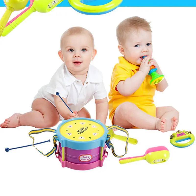 5 Pcs/Set Kids Baby Infant Roll Drum Horn Music Toy Sets Mini Grasp Hand Musical Instruments Early Educational Toys YJS Dropship