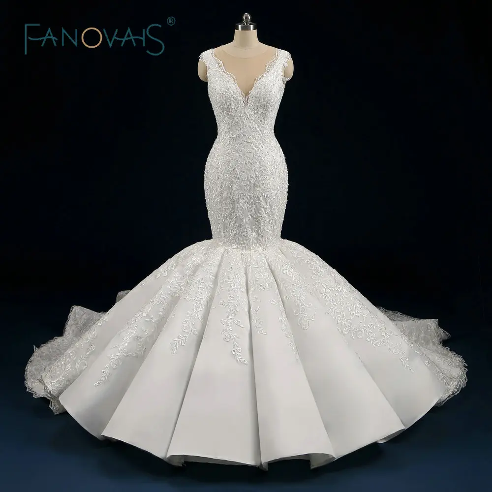 

Plus Size Lace Wedding Dress Mermaid Vestido De Noiva 2019 Luxury Wedding Dresses Turkey Wedding Gowns Rode De Mariage