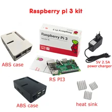 Raspberry pi 3 + Raspberry pi 3 ABS Case Box + 3 pcs. Aluminum Radiator+5V2. 5A charger jack Raspberry pi 3 B