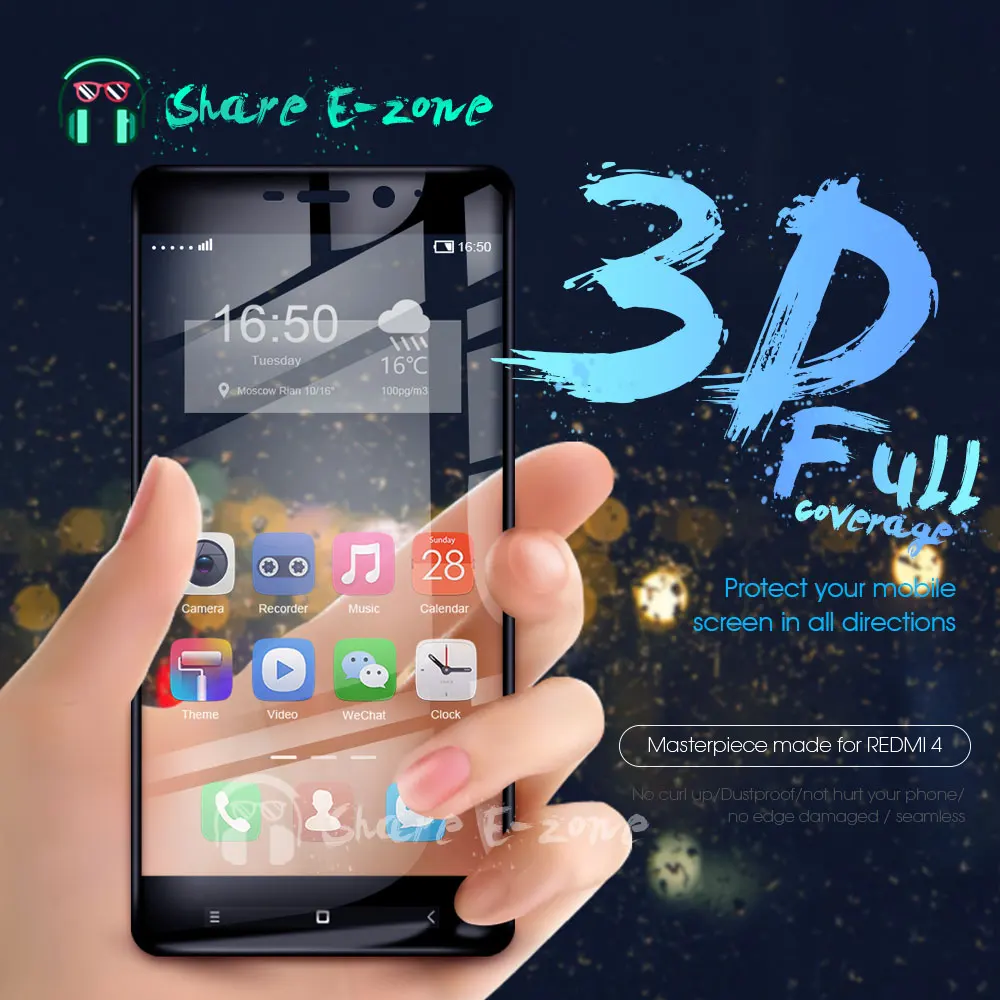 

Shareezone Full Cover Tempered Glass For Xiaomi Redmi 4 4A 4Pro 4 Prime Redmi Note 4 Pro Note 4X Screen Protector Toughened Film