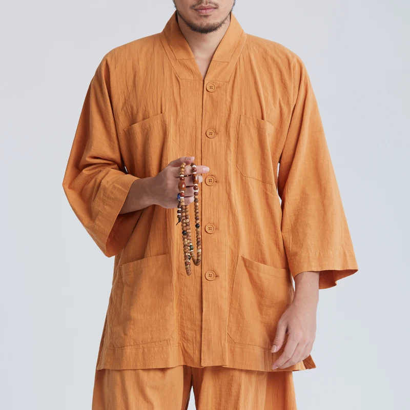 unisex 4color blue/yellowSummer pure cotton Monks suits zen lay