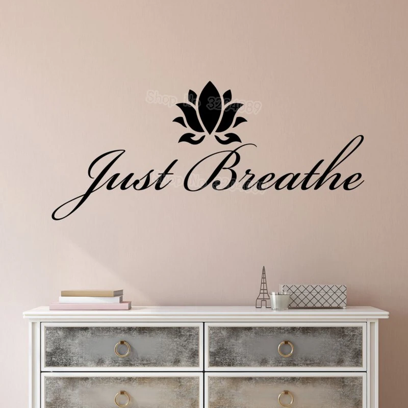 

Simple Vinyl Wall Decal Stickers Motivation Quote Yoga Relaxing Words Inspiring Breathe Letters Home Decoration Art Murals YY610