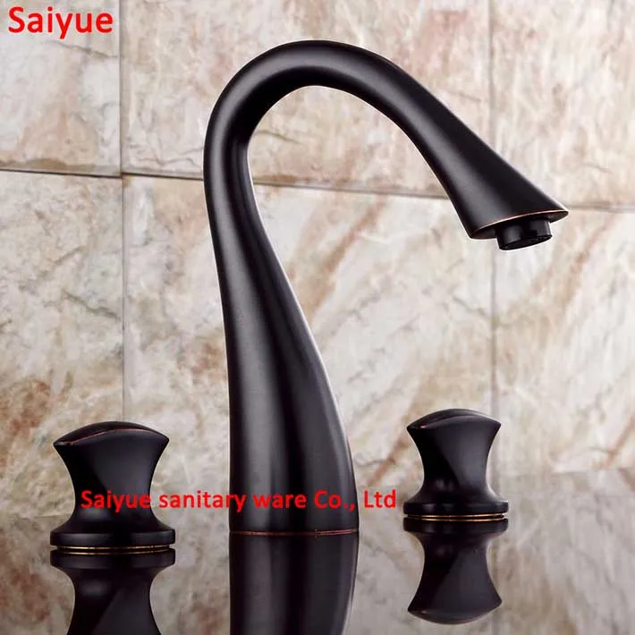 

3pcs ORB Antique black Waterfall Roman Bath Tub Faucet Widespread mixer tap 2 pcs Handles robinetto for Bathroom Kitchen washing