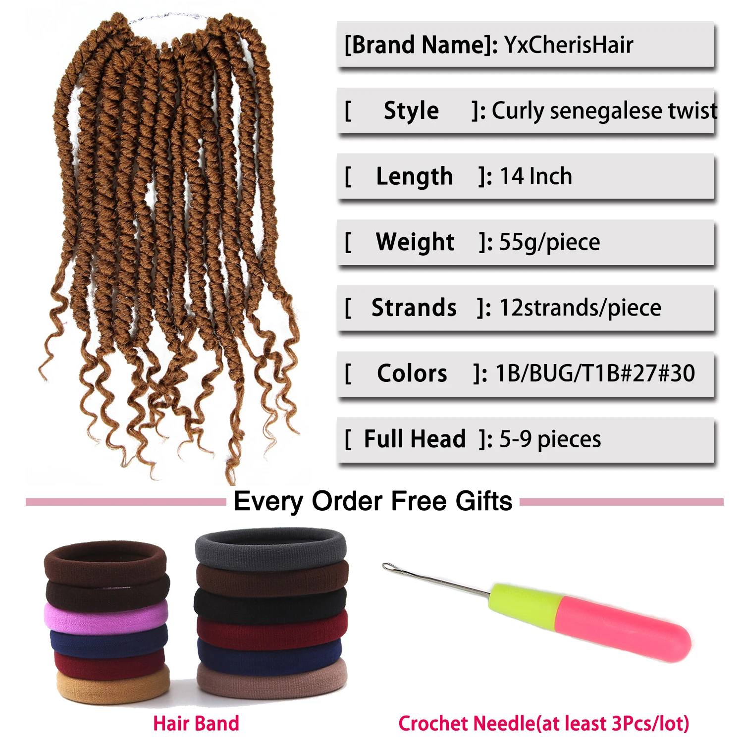 Kinky Curly Crochet Hair Braid 14inch 12 roots/pack 55g Ombre Synthetic Braiding Hair extensions