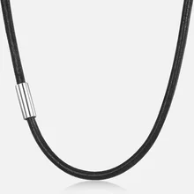 Черное ожерелье из натуральной кожи для мужчин и женщин, нержавеющая сталь, магнитная застежка, мужское ожерелье, модное ювелирное изделие, подарки 4 мм DN19