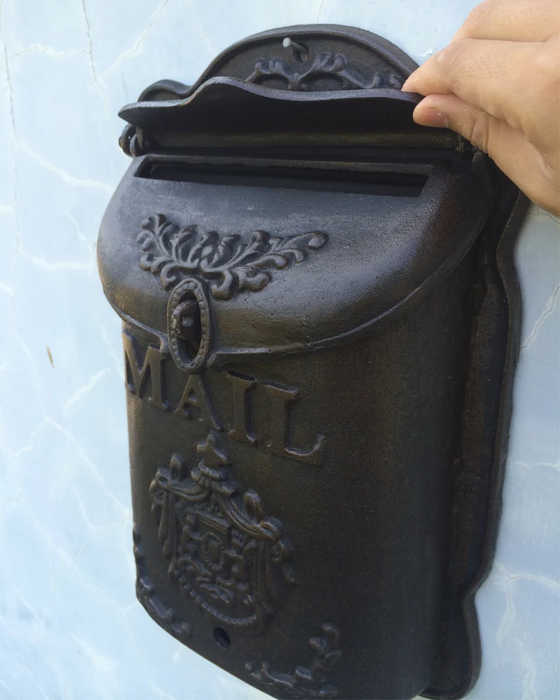 Standing Cast Iron Mailbox/ Wrought Iron Letter Box Metal Postbox, Mail box Garden decor