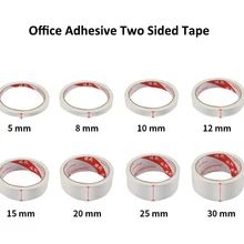 FEORLO Double Sided Office Adhesive Two Sided Tape 3mm 5mm 10mm 15mm 20mm x 12M Double