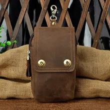 Мужская поясная сумка из воловьей кожи Crazy Horse винтажная дорожная Высококачественная ячейка/чехол для мобильного телефона крючок поясная сумка модный кошелек