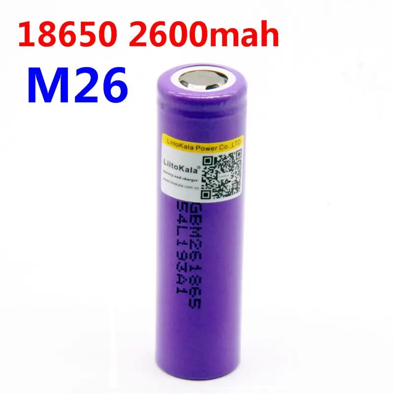 

1PCS LiitoKala for M26 18650 2600mah 10A 2500 li-ion rechargeable battery power safe battery for ecig/scooter