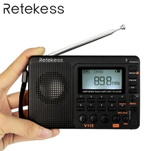 Tivdio V-115 Радио FM/AM/SW Мир группа приемника MP3-плееры rec Регистраторы с таймер сна черный fm Радио регистраторы F9205A