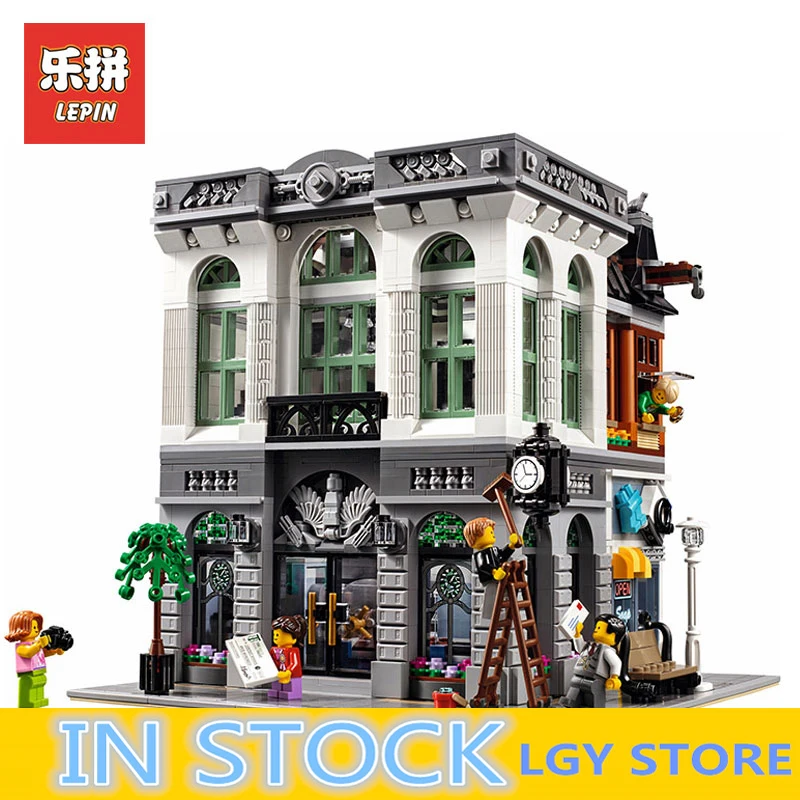 

LEPIN 15001 Brick Bank Model Building Kits Blocks Bricks Toy Compatible With 10251 DIY Funny Educational birthday Gifts
