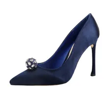 Mode Schuhe Frau High Heels Blau Sexy Party Kleid Schuhe Frauen Kristall Hochzeit Schuhe Mit Absätzen Pumpen Zapatos Mujer FS-0146