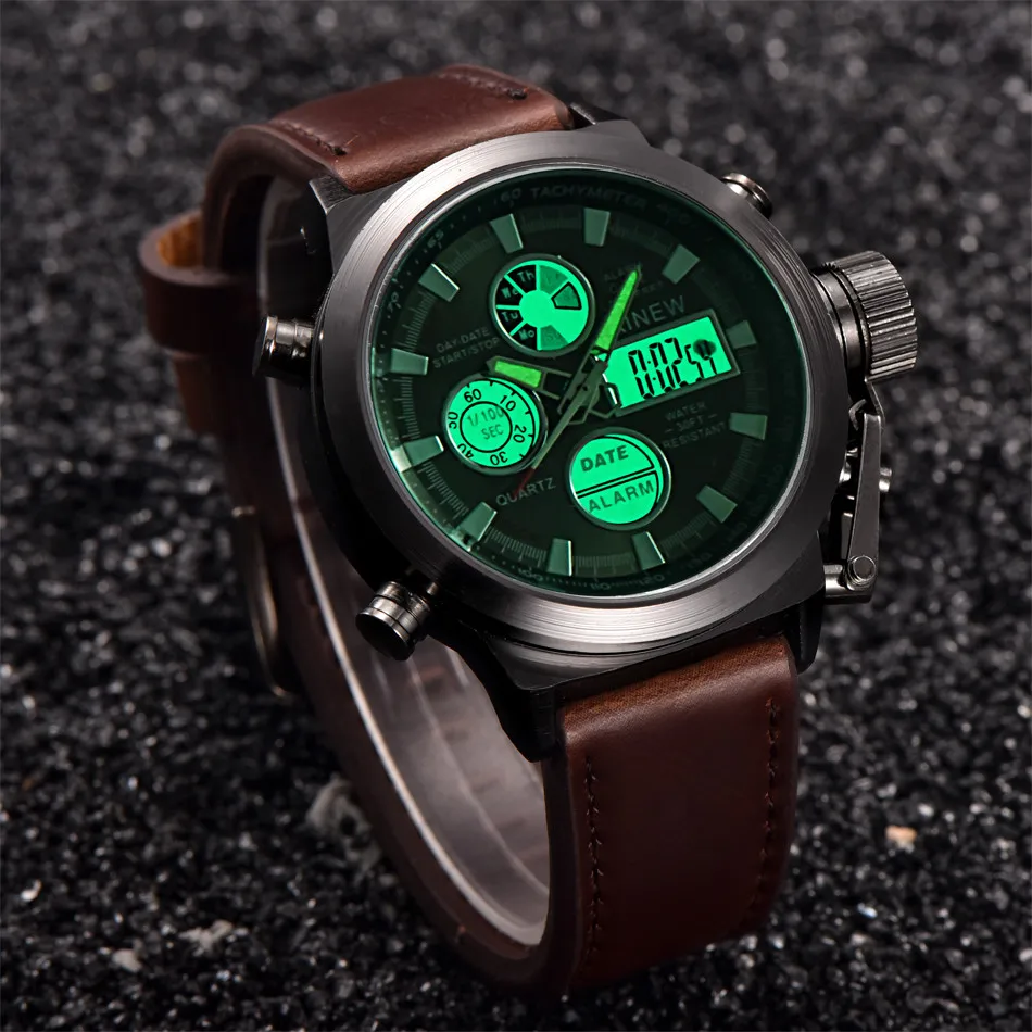 

Mens Quartz Sport Military Army LED Watches Analog Stainless Steel Wrist Watch Mens Watches Top Brand Luxury Erkek Saat Watch