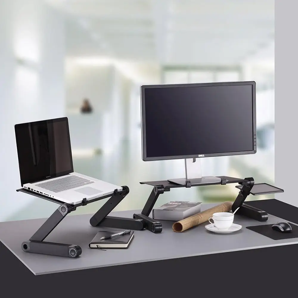 طوي لاب توب محمول مكتب صينية PC الجدول حامل دفتر الجدول مكتب مريح Lapdesk الوقوف مع لوحة الماوس انخفاض الشحن