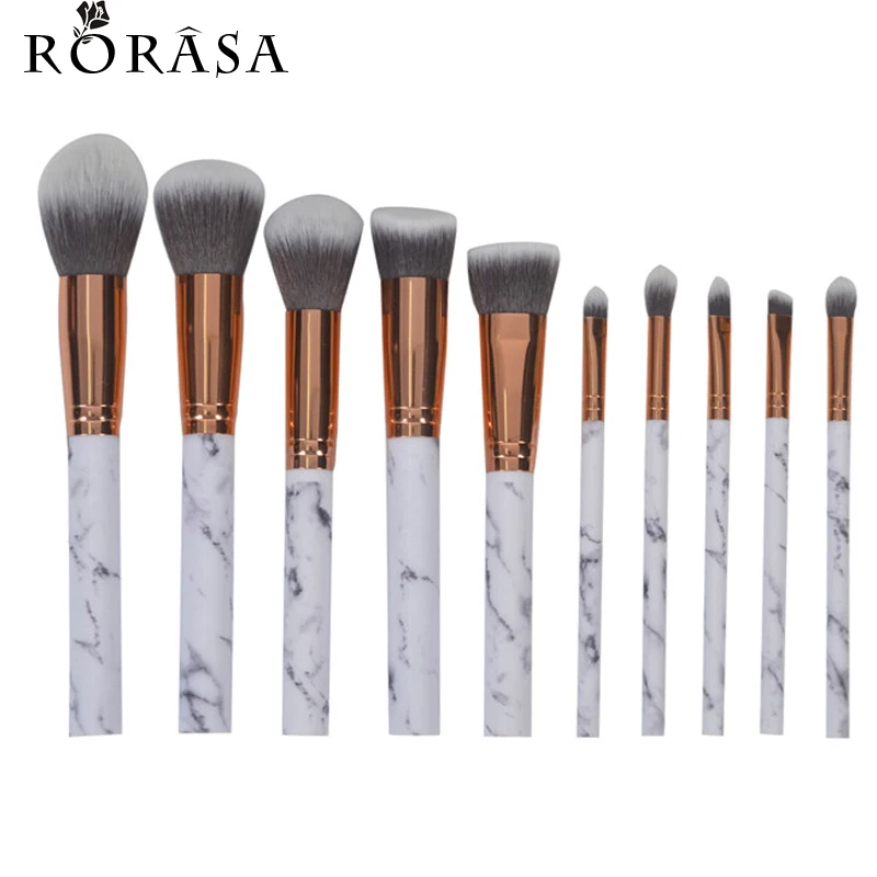 10Pcs Marbling Makeup Brushes Set Powder Foundation Eyeshadow Cosmetic Tools Marble Texture Makeup Brush Eyes Concealer