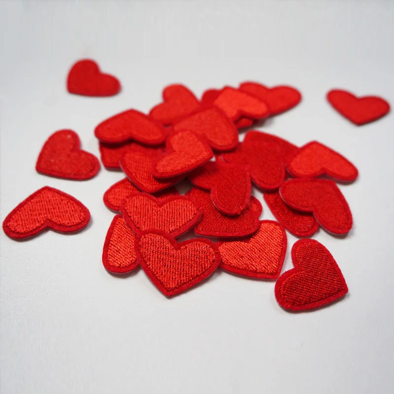 Mayitr 10pcs Love Red Heart Iron On Patch Sewing On
