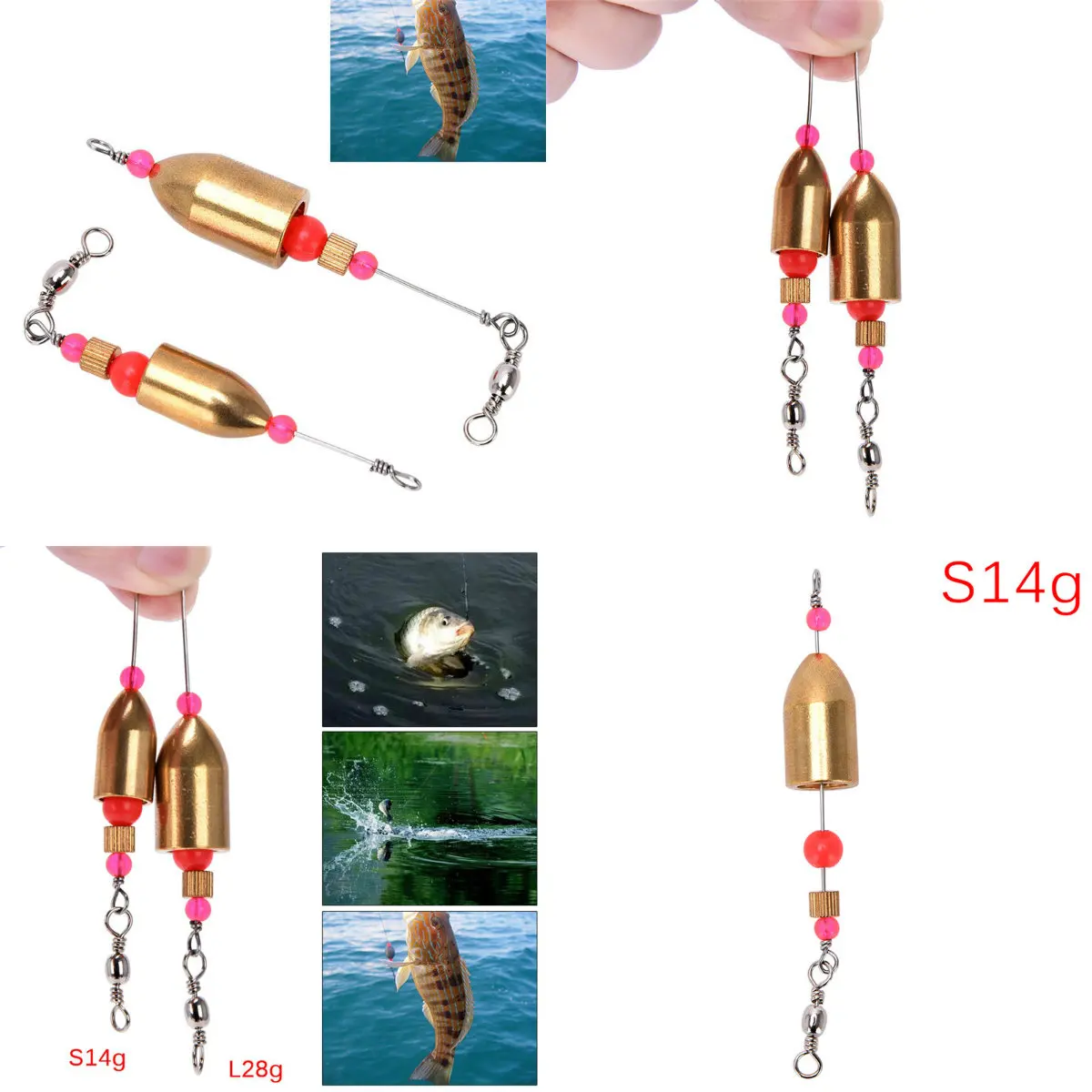 14/28G CRR Brass Fishing Sinker Carolina Ready Rig Fish Accessories For