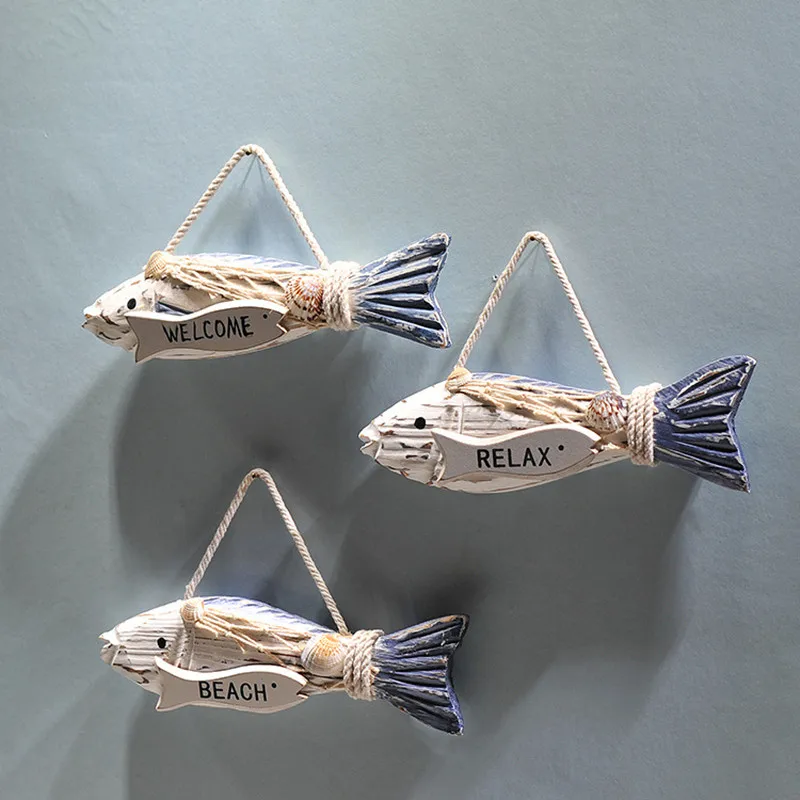 

Mediterranean Wood Fish bone fishbone Welcome to hang in the wall of the ornaments Wall Decoration Marine