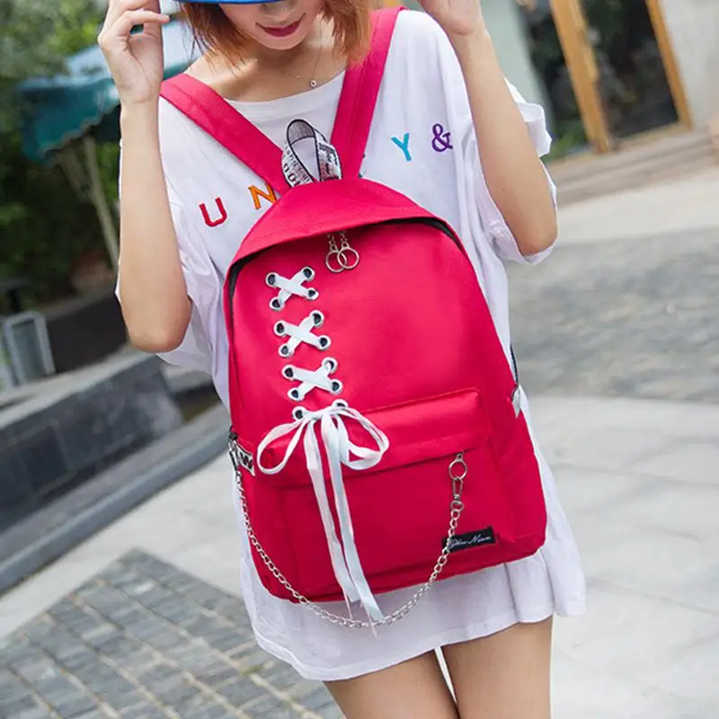 

2019 New Backpack Summer Women Backpack Student Ribbon Travel Shoulder Bags Teenager Girls Female Mochila Bagpack WBS629