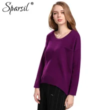 Sparsil женские осенние трикотажные свитера с круглым вырезом из ангорской смеси пуловеры длинный рукав трикотаж удобный свитер