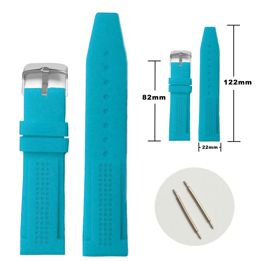 

22mm Fancy Sky Blue Color Silicone Jelly Rubber Unisex Ladies Mens Watch Band Straps WB1075P22JB