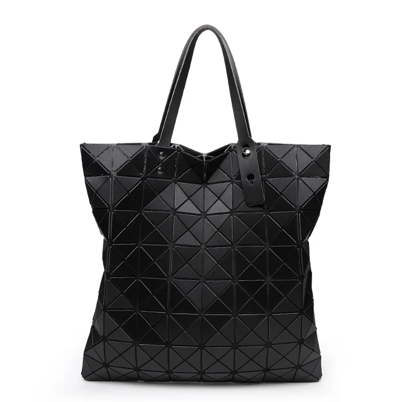 WSYUTUO Лидер продаж, Геометрическая клетчатая Складная модная повседневная сумка-мессенджер на ремне, повседневная женская сумка-тоут с короткими ручками - Цвет: Черный