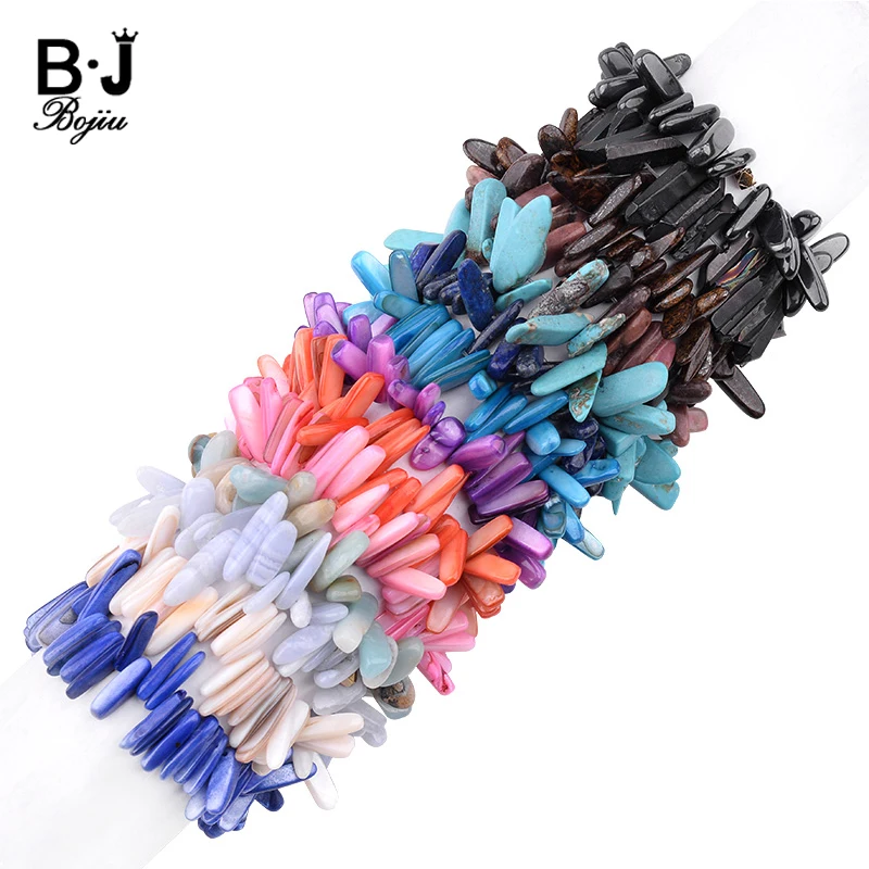 

BOJIU 14 Colors Irregular Natural Stone Bracelets Women Stretch Teeth Turquoises Jaspers Lapis Coral Onyx Shell Bracelets BC302