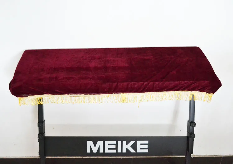 Keyboard Dust Cover Pleuche Tassel Storage Bag For 61 Key Piano Burgundy Purple (11)