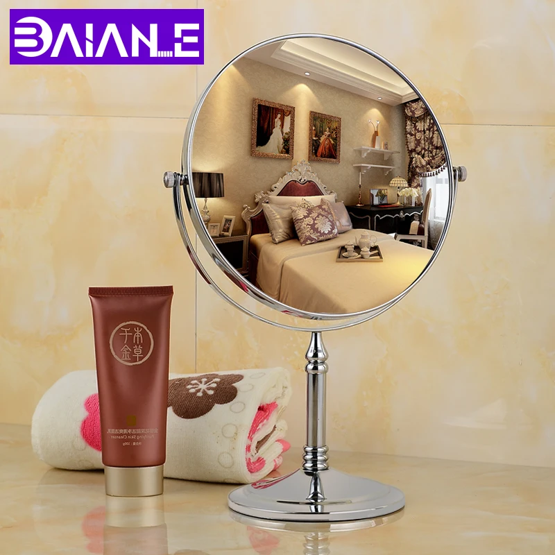 

Stainless Steel Bathroom Mirror 2 Face Cosmetic Mirror Magnifying Modern Bedroom Dresing Room Rotating Makeup Mirror Standing