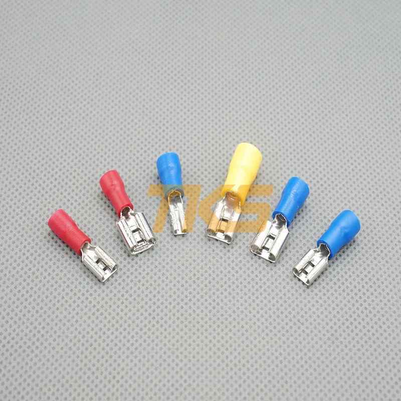 

FDD5.5-250 FDD5-250 Female Insulated Electrical Crimp Terminal for 4-6mm2 wire Connectors Cable Wire Connector 100PCS/Pack