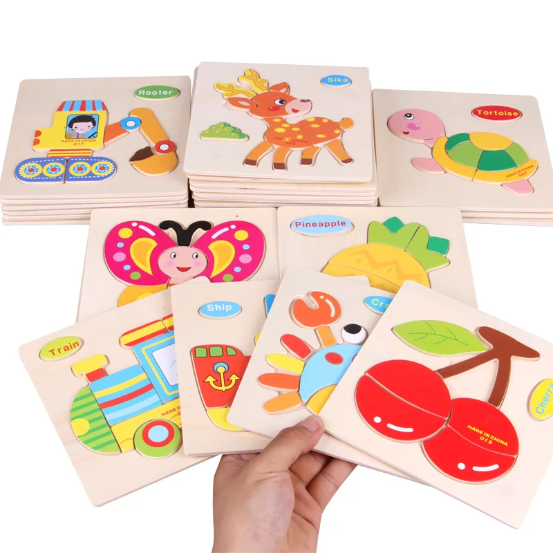 

Wooden Puzzle Toys For Children Wood Material Cute Cartoon Butterfly Animal Toy Puzzle Kids Educational Christmas Gift