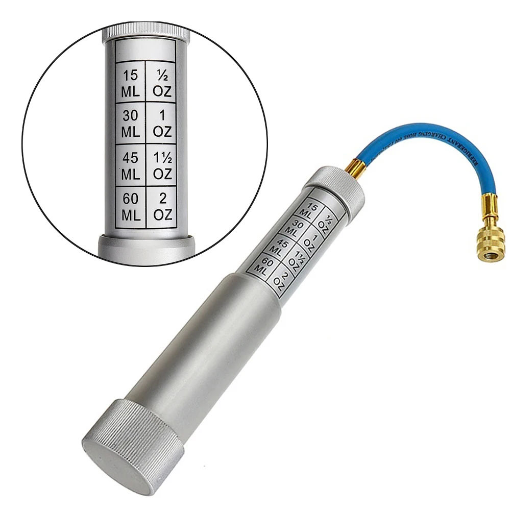 

1/4SAE R134A 2 OZ Hand Turn Pump Oil Injection Car Oil Coolant Filler Tube Auto A/C Adapter Injection Tool Oil Dye Injector