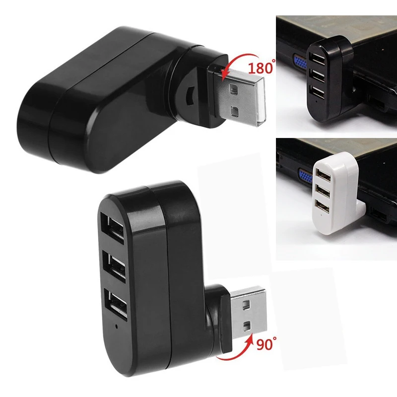 10pcs/lot 3 Ports Rotatable High Speed USB HUB 2.0 USB Splitter Adapter for Notebook/Tablet Computer PC Peripherals USB2.0 HUB