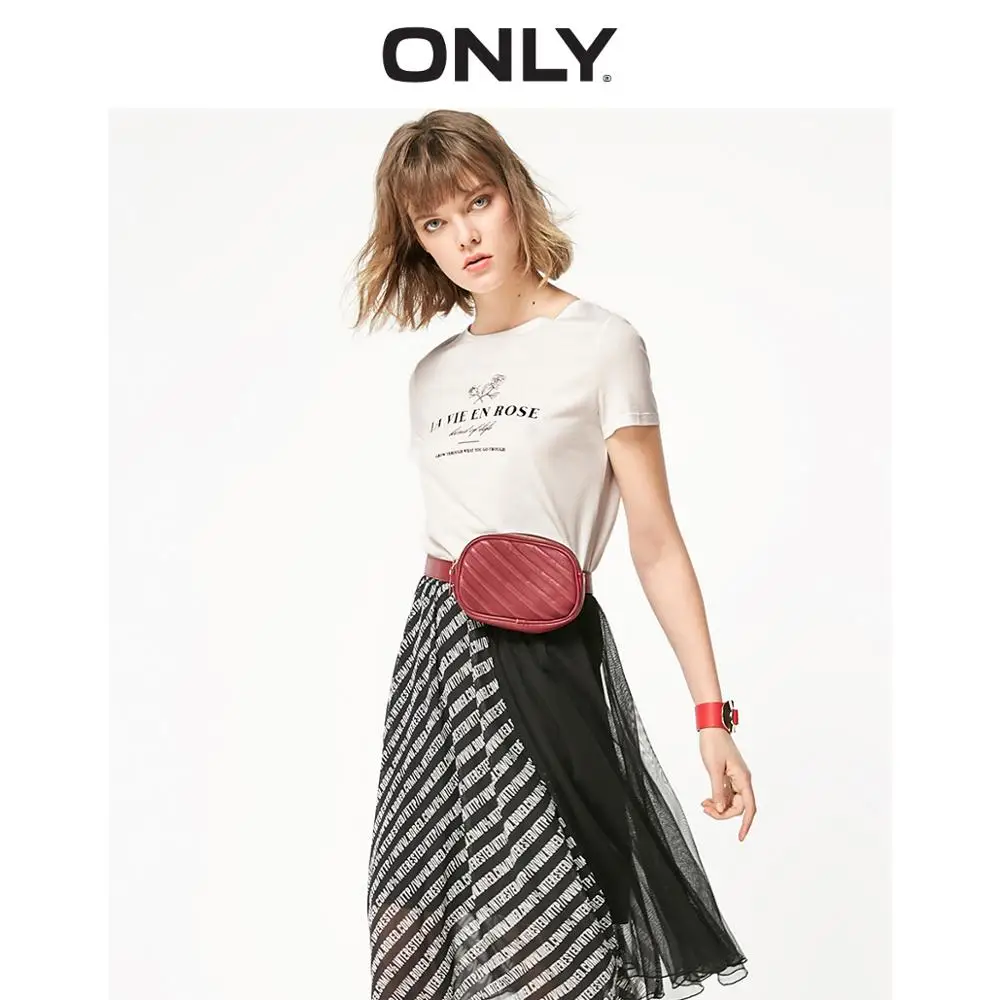 

ONLY 2019 Spring Summer Women's Loose Fit Letter Print Short-sleeved T-shirt |119101576