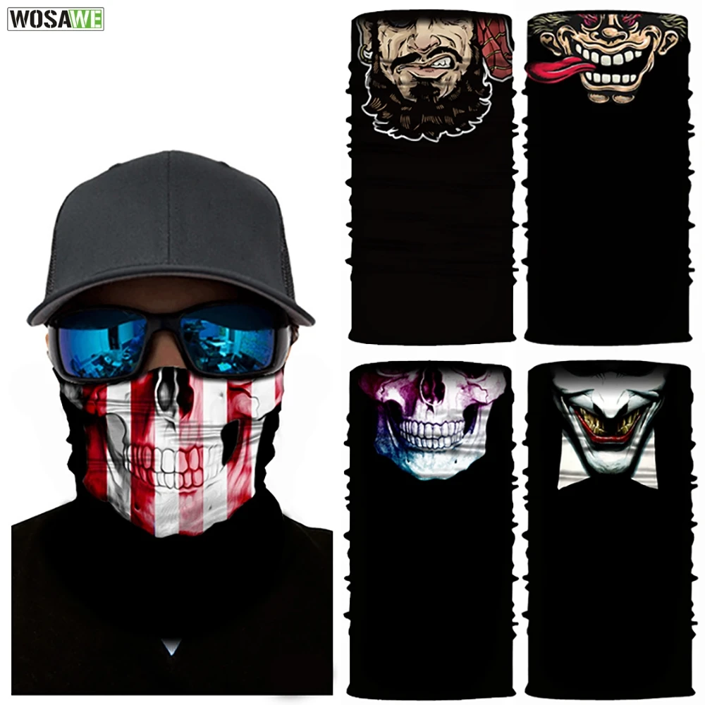 Motorcycle Bandana Motocross Racing Face Mask Sun Protection Halloween Head Scarf Neck Warmer Motorcycle Balaclava Face Shield