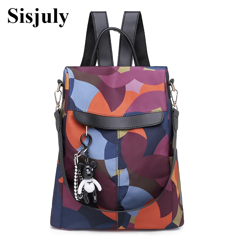 

Sisjuly Fashion Anti Theft Backpack Women Waterproof Oxford Bagpack Female Contrast Color Back Pack School Bag for Teenager Girl