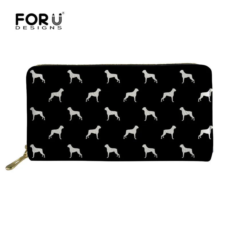 FORUDESIGNS Custom Images Christmas Boxer Dog Ladies Wallet Women Leather Purse Multifunction Women Wallet with Zipper Money Bag 