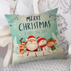 Рождественская наволочки с принтом Санта Клауса льняная квадратная наволочка для подушки декоративная наволочка Подушка для дома спальни